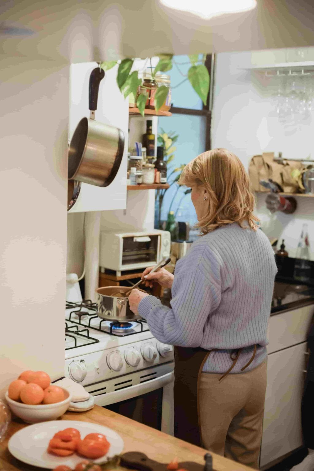 Nursery chef preparing fresh meals in a calm kitchen setting