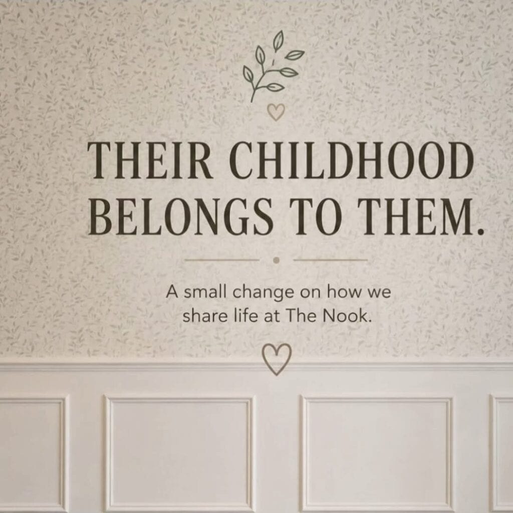 Graphic reading “Their Childhood Belongs to Them” about protecting children's privacy online